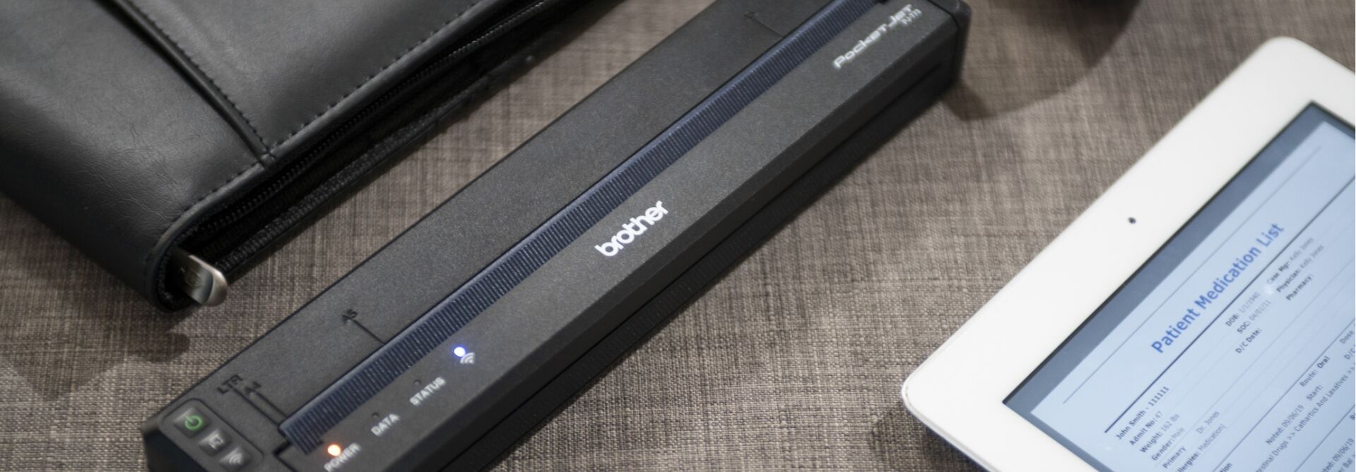 iPad with Medication List and PocketJet 7 Printer