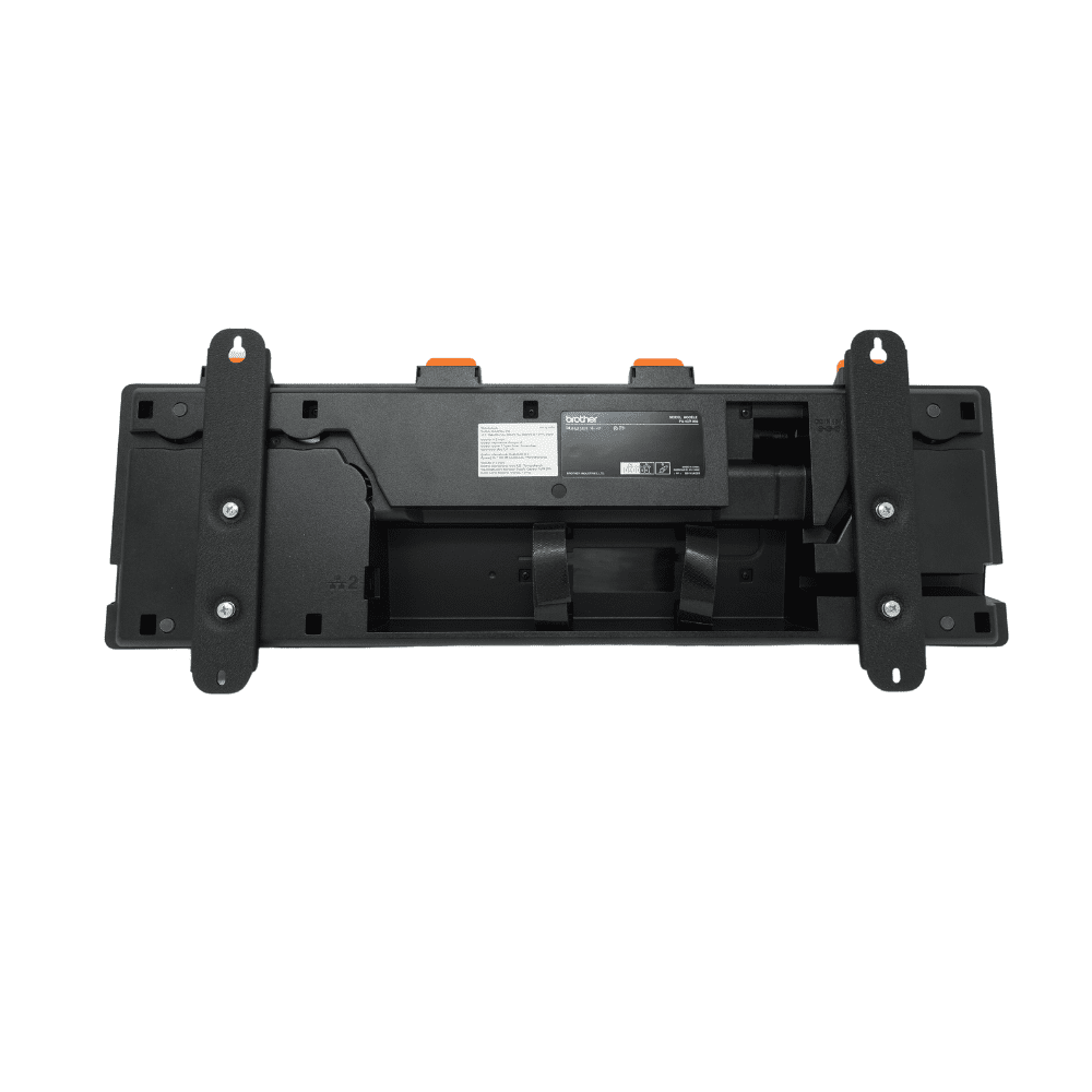 Black rectangular electronic component with mounting brackets on the sides and multiple connectors. It features labels and stickers with technical specifications and logos on the front. Designed for use in an automotive or electrical application.