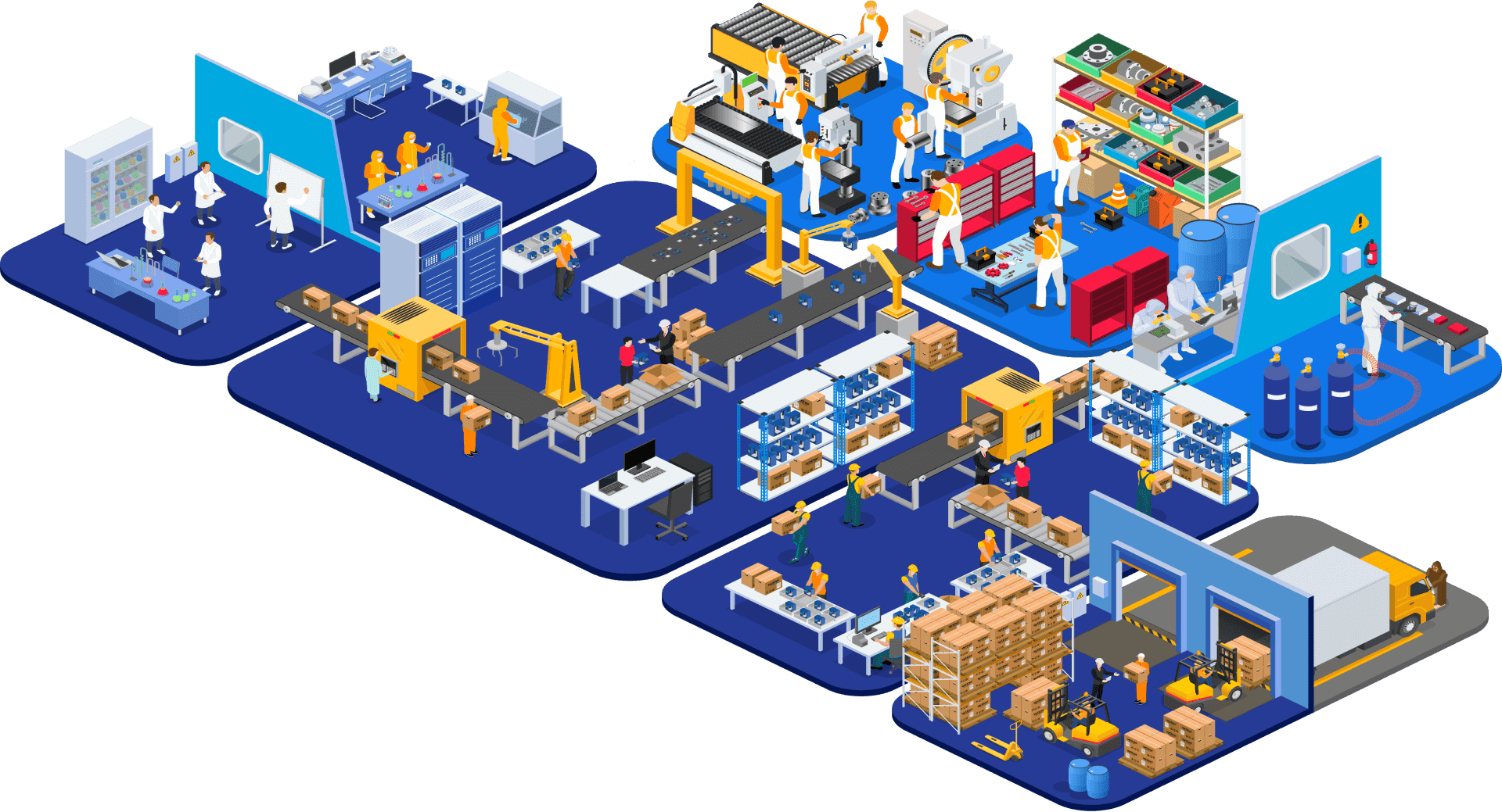 digital illustration of the manufacturing process and where labeling is important