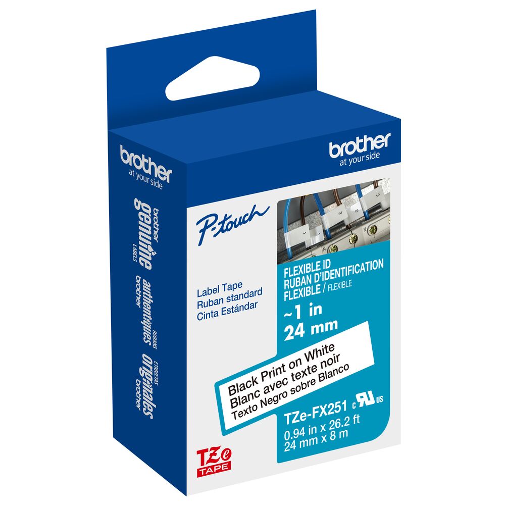 TZe-FX251 - 24mm Black on White Laminated Label Tape