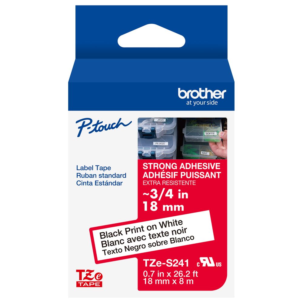 TZe-S241 - 18mm Black on White Laminated Label Tape