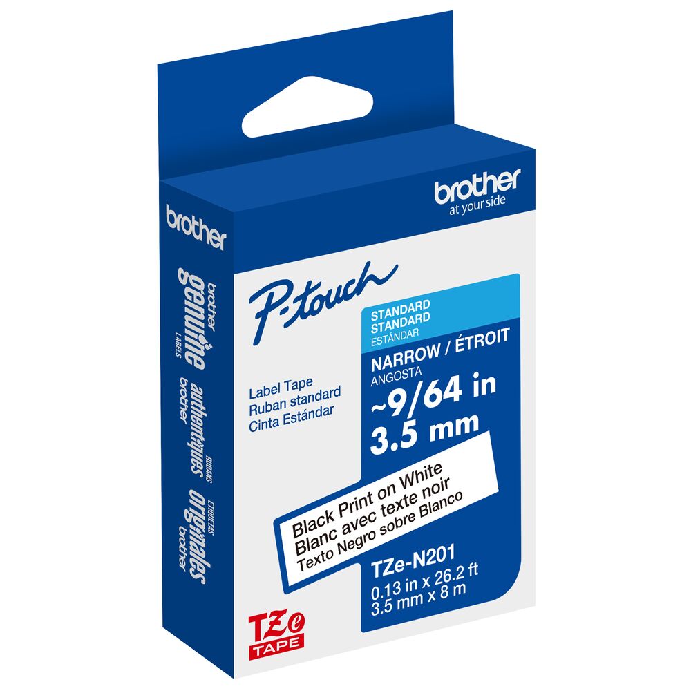 TZe-N201 - 3.5mm Black on White Laminated Label Tape