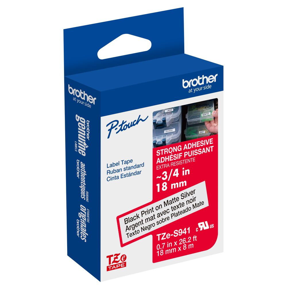 TZe-S941 - 18mm Black on Matte Silver Laminated Label Tape