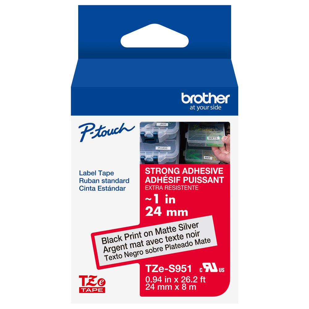 TZe-S951 - 24mm Black on Matte Silver Laminated Label Tape