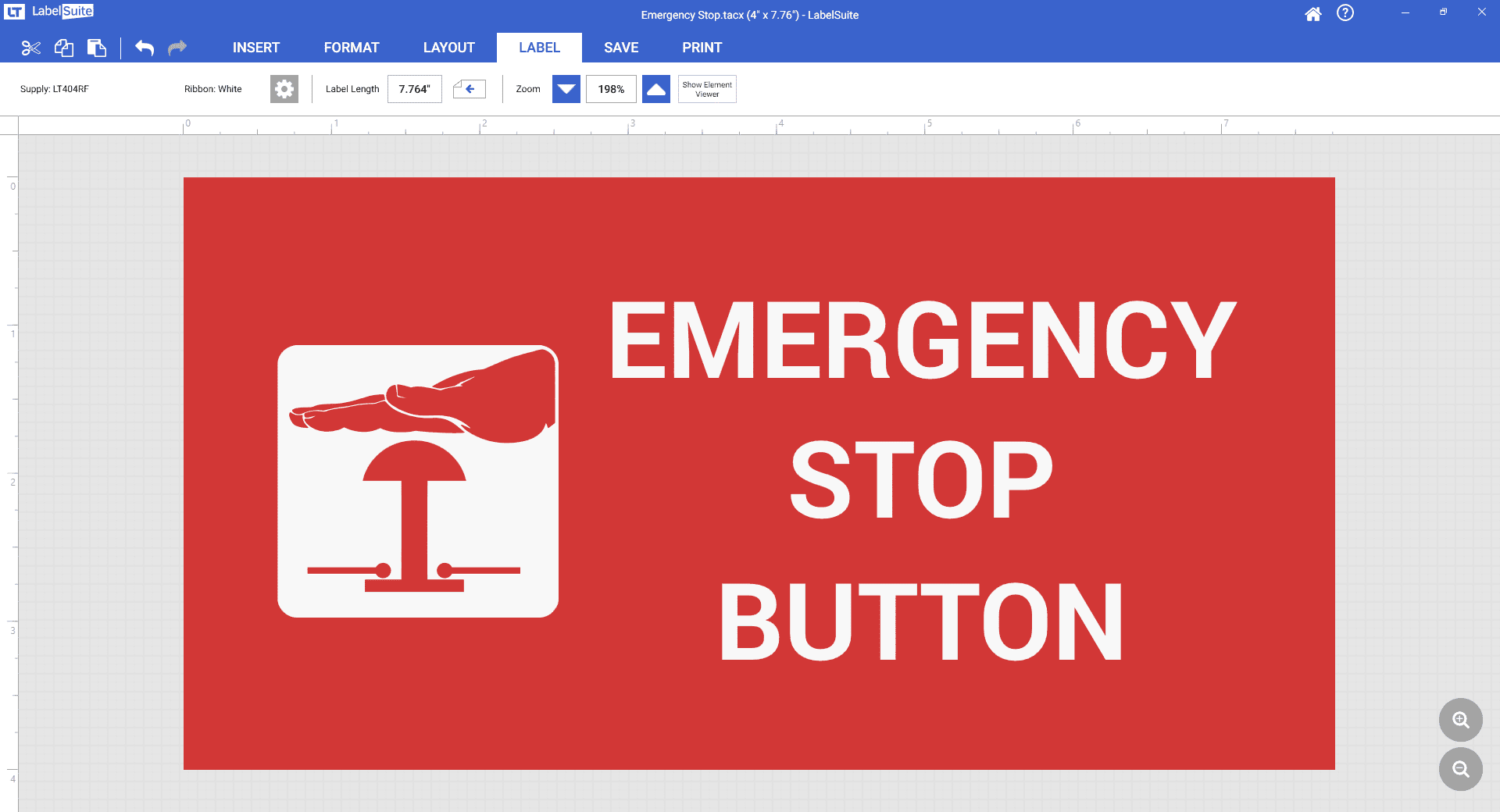 Computer Screen with Red Emergency Stop Button