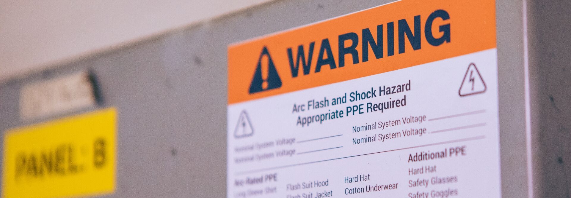 close up of arc flash sticker