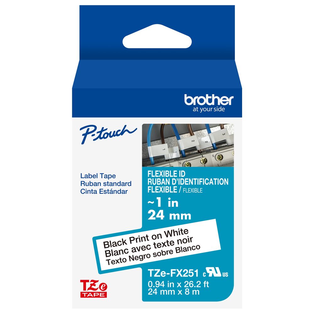 TZe-FX251 - 24mm Black on White Laminated Label Tape