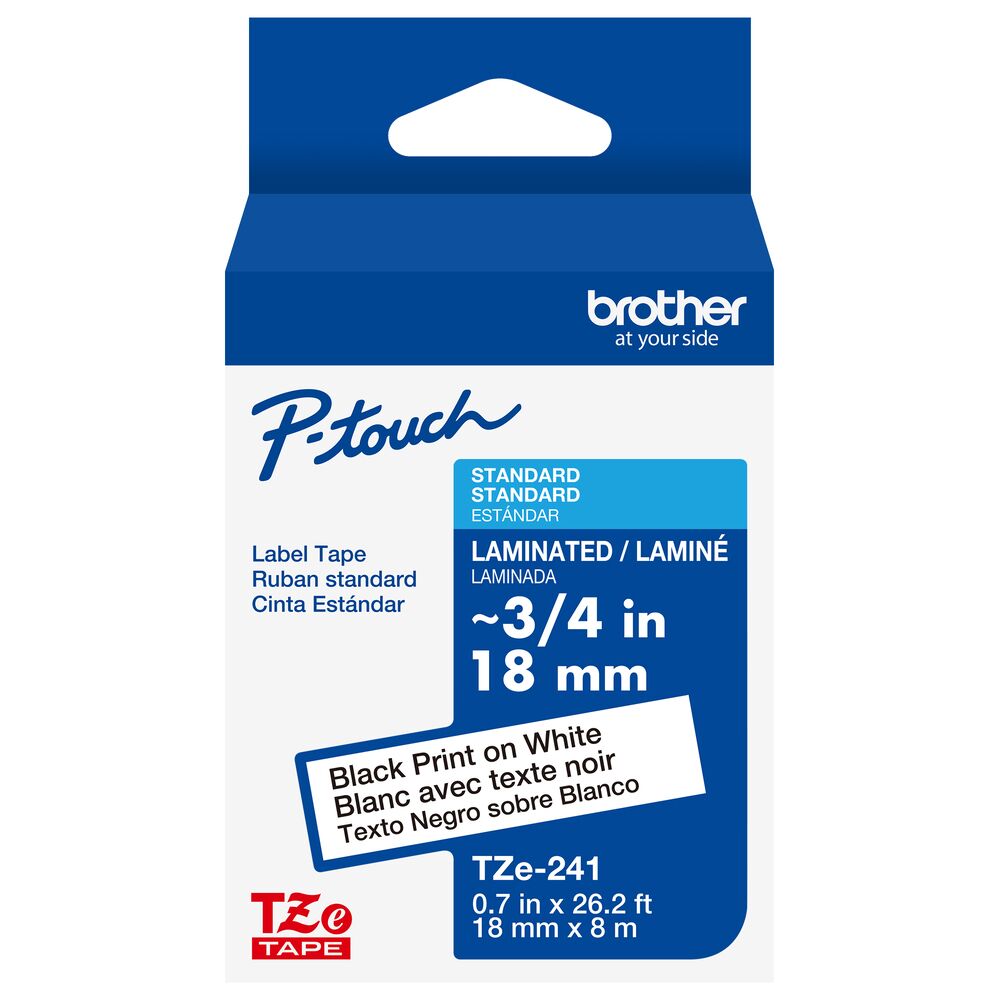 TZe-241 - 18mm Black on White Laminated Label Tape