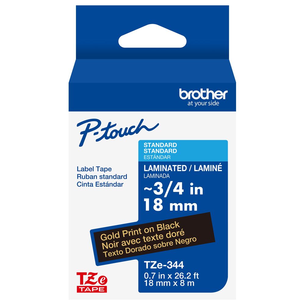 TZe-344 - 18mm Gold on Black Laminated Label Tape