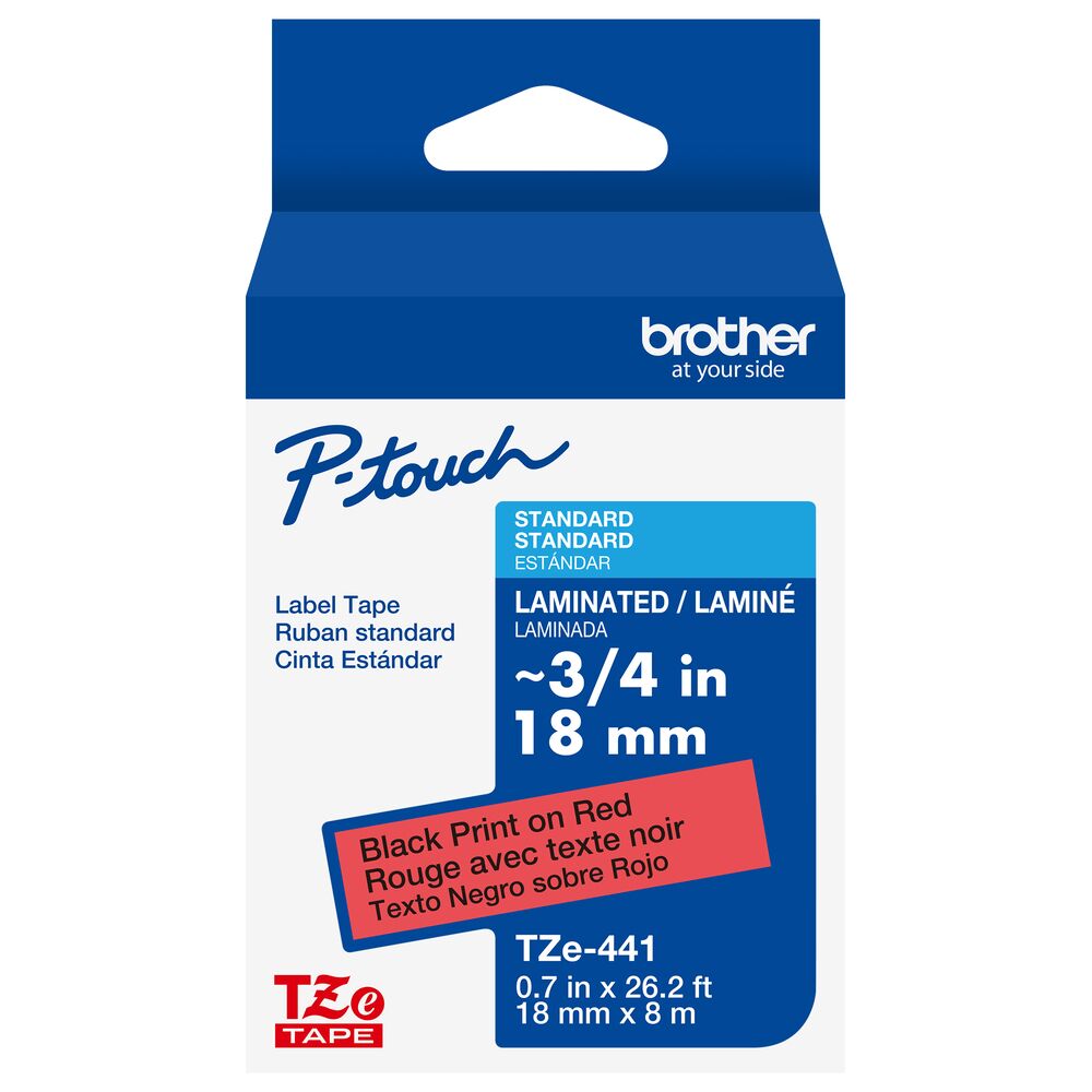 TZe-441 - 18mm Black on Red Laminated Label Tape