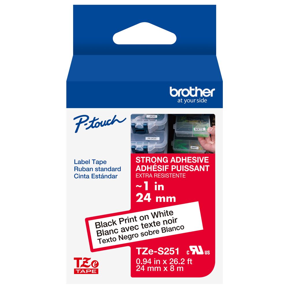 TZe-S251 - 24mm Black on White Laminated Label Tape